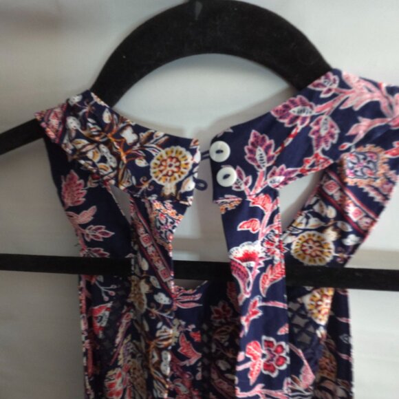 New Anthropologie Abel the Label Floral Halter Maxi Dress Small S Sm Navy‎ Red + - Picture 8 of 10